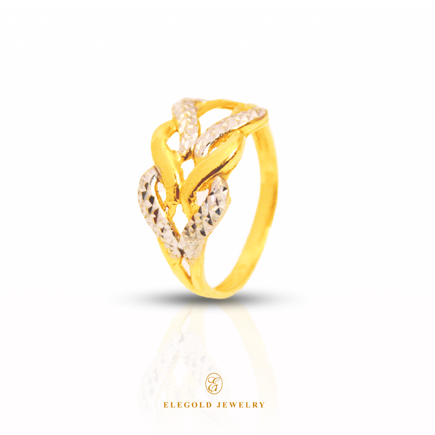 Elegold Triple Rope Twist 916 Gold Ring - 20LMK