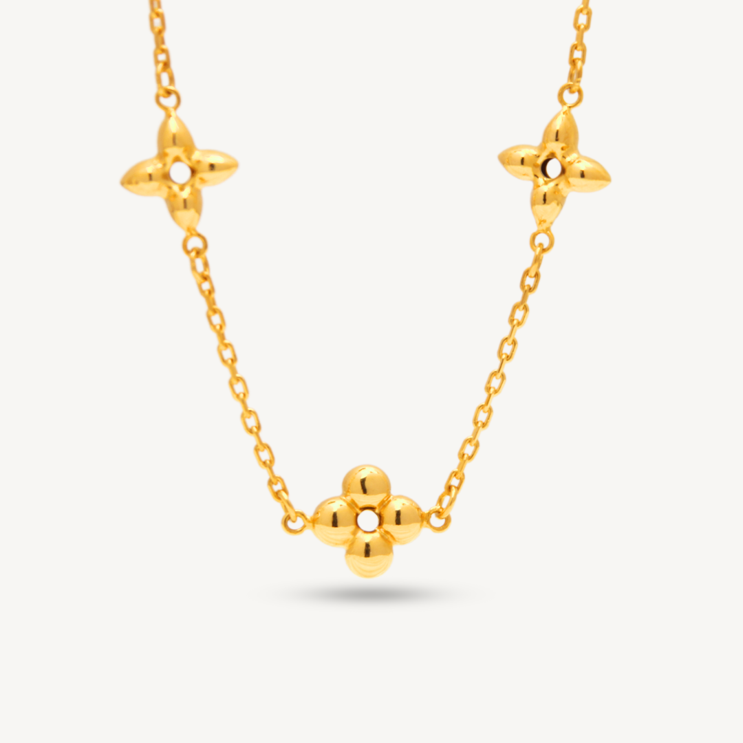 916G Flower Plain Necklace Pendant Set Necklace Elegold - 20SE6