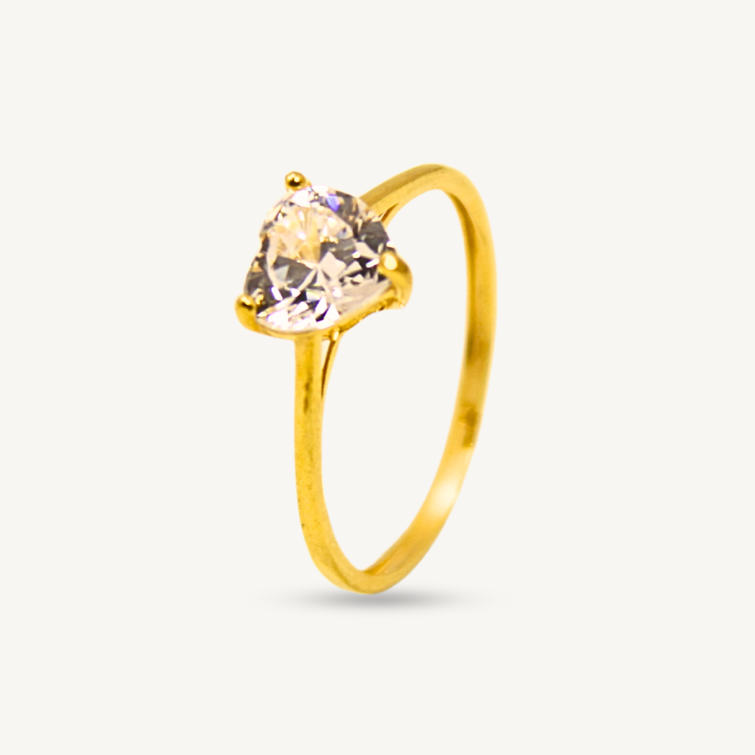 Heart-Shaped Classic Solitaire Stone Ring Gold Ring Elegold