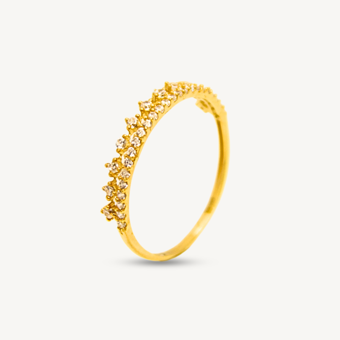 Minimalist Double Layer CZ Ring Gold Ring Elegold