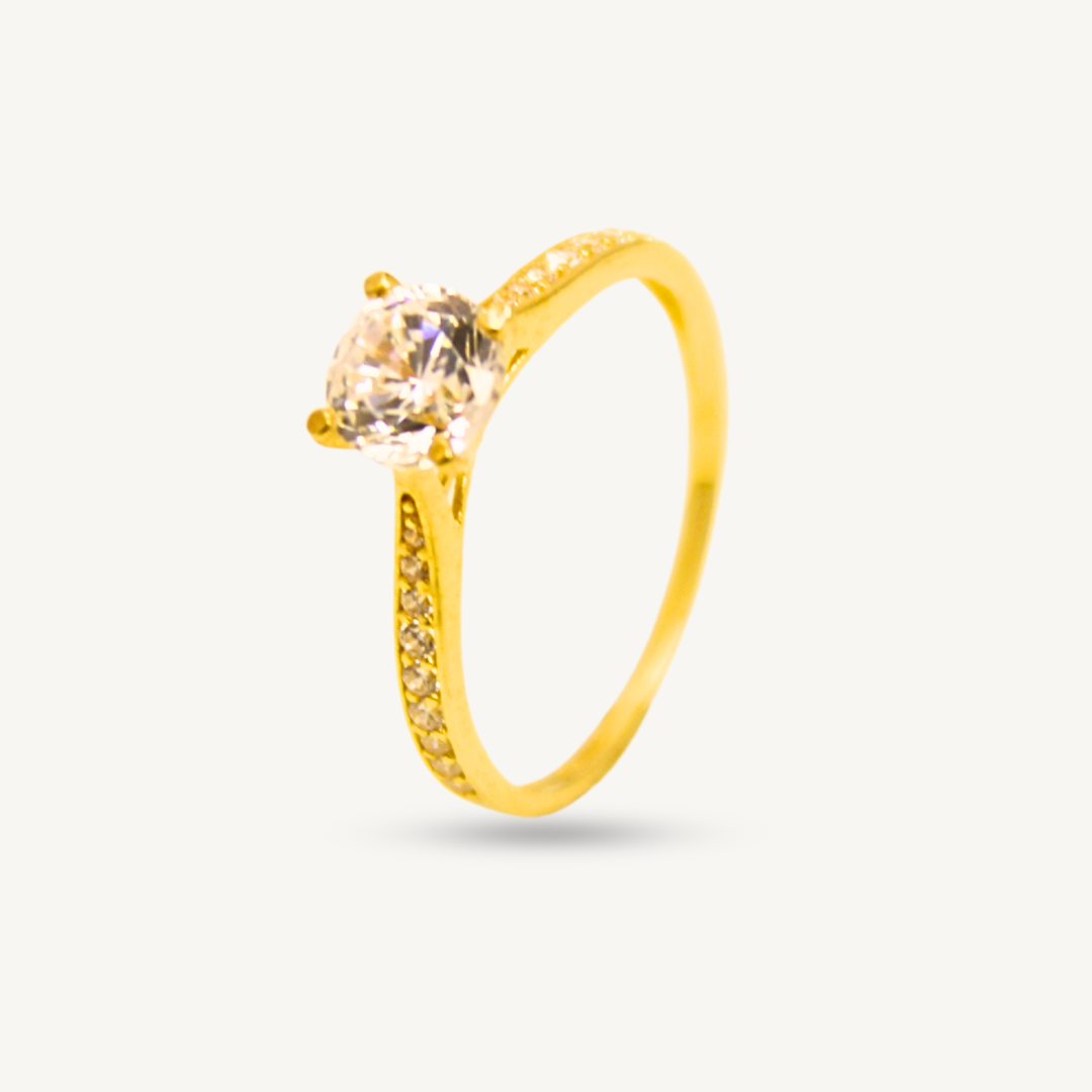 CZ Stone Sided Ring Gold Ring Elegold