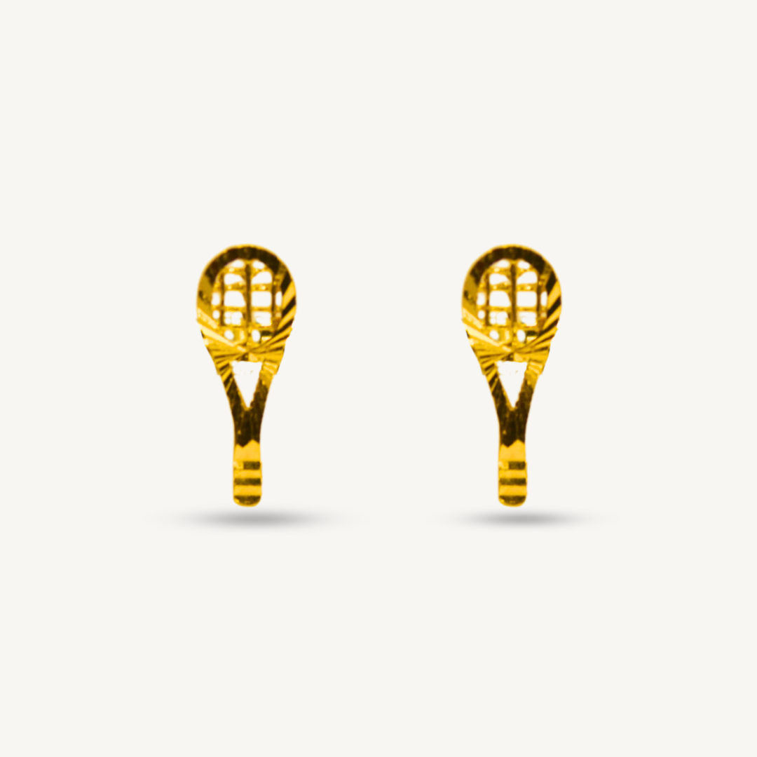 916 Gold Fashion Badminton Earrings | Anting Badminton Emas 916 | Elegold