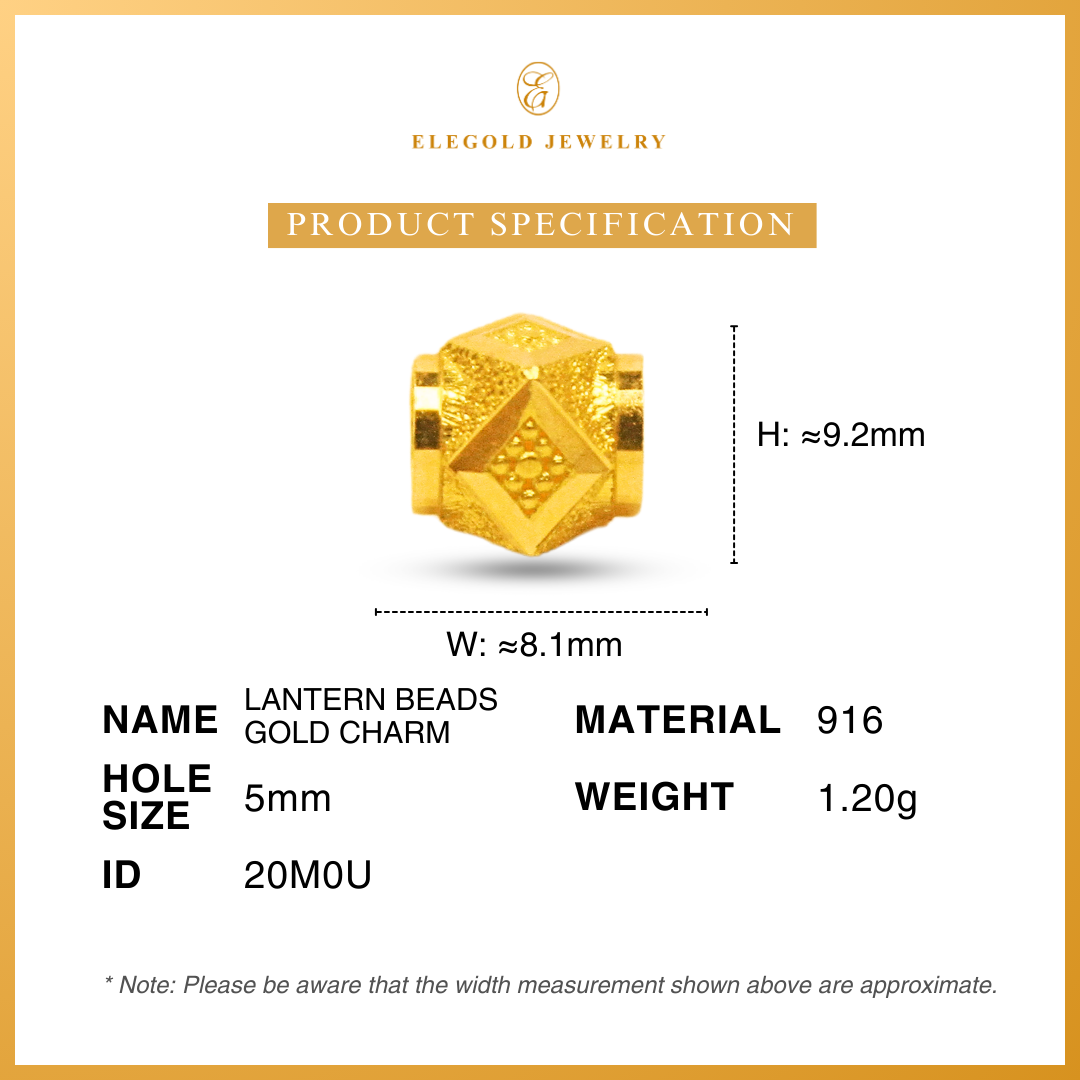 916 Lantern Beads Gold Loket Charm Bajet | Elegold - 20NMH