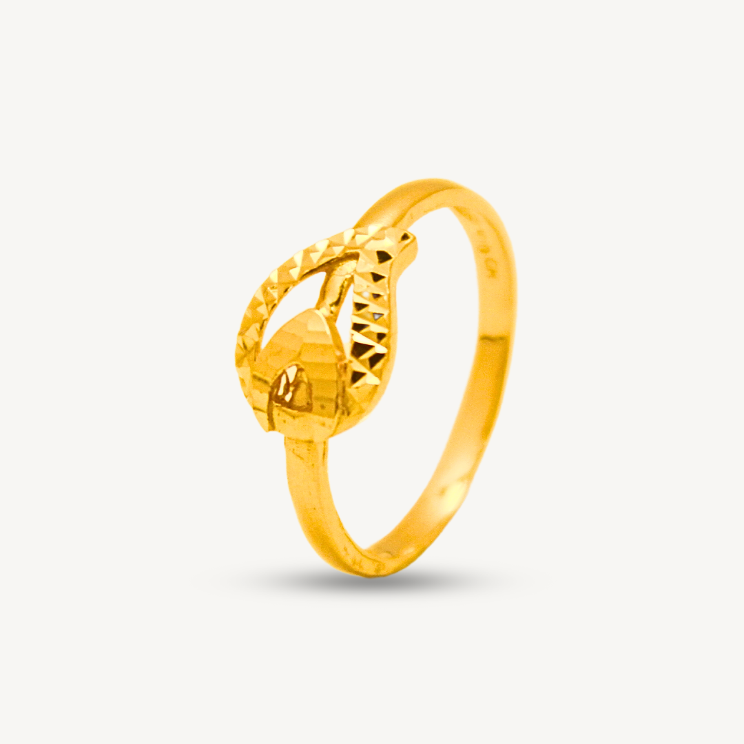 916 Gold Shiny Cut Leaflet Ring Cincin | Cincin Fesyen Kilat | Elegold