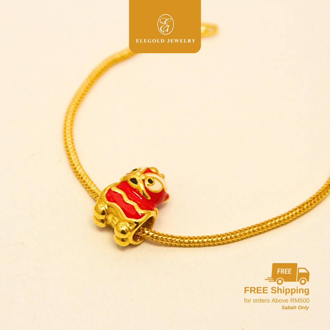 916 Cute Lion Dance Fashion Loket Charm Pendant Bajet | Elegold - 20MQ9