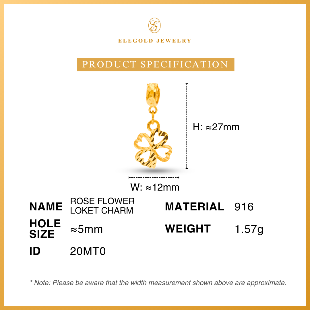 916 Rose Flower Loket Charm Pendant | Elegold - 20MT1