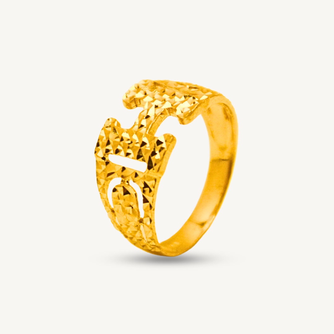 916 Gold Shiny H Fesyen Bold Gold Ring | Cincin Fesyen Kilat Emas 916 | Elegold