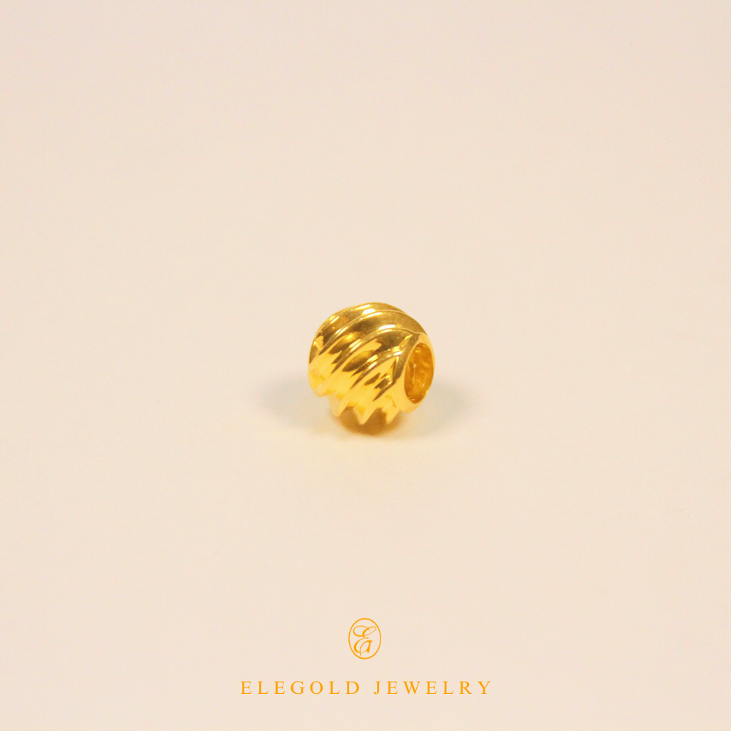 916 Gold Simple Twist Round Beads | Charm Round Beads Emas 916 | Elegold