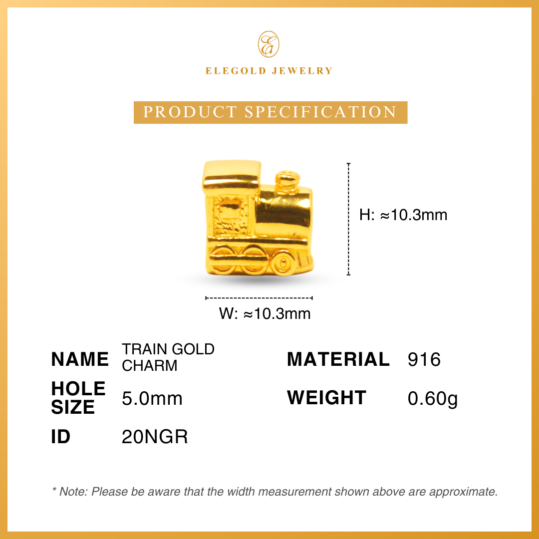 916 Train Gold Loket Charm Bajet | Elegold - 20NGU