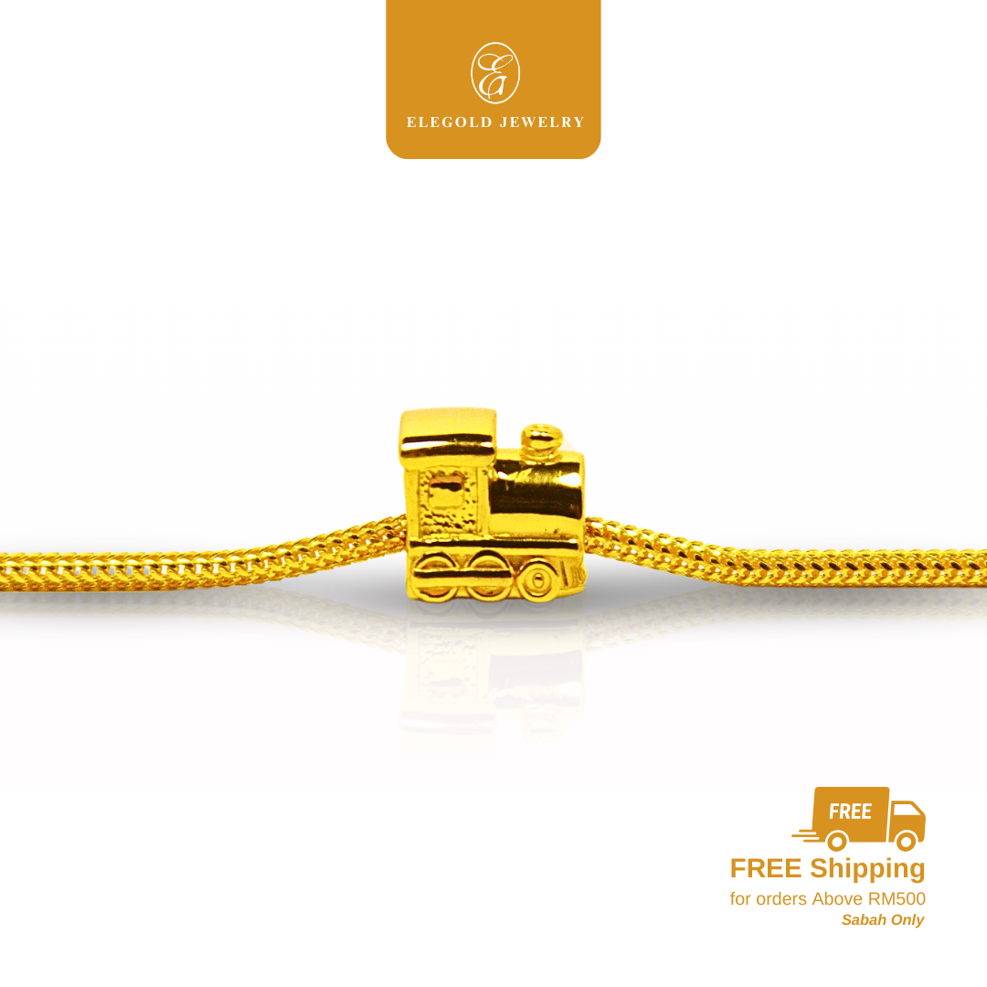 916 Train Gold Loket Charm Bajet | Elegold - 20NGU