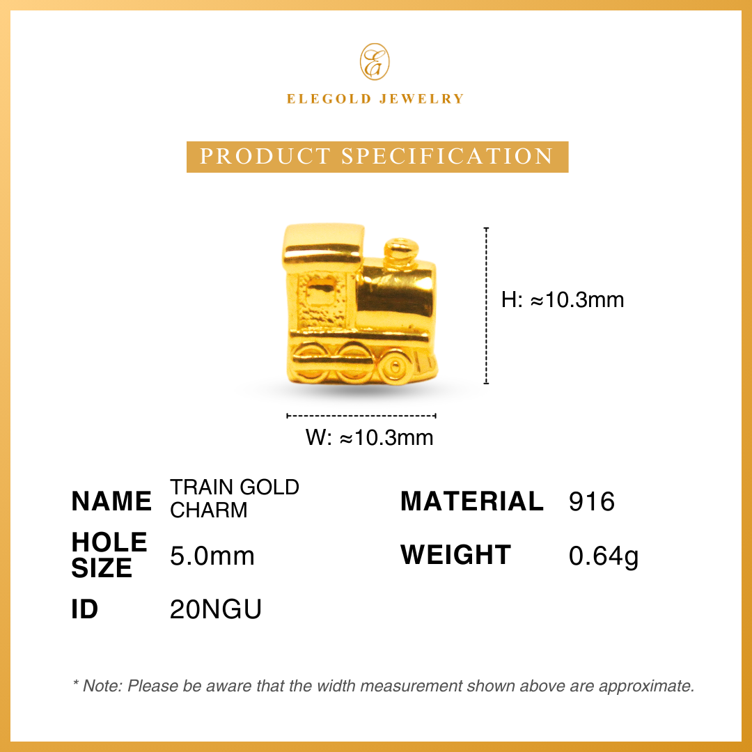 916 Train Gold Loket Charm Bajet | Elegold - 20NGU