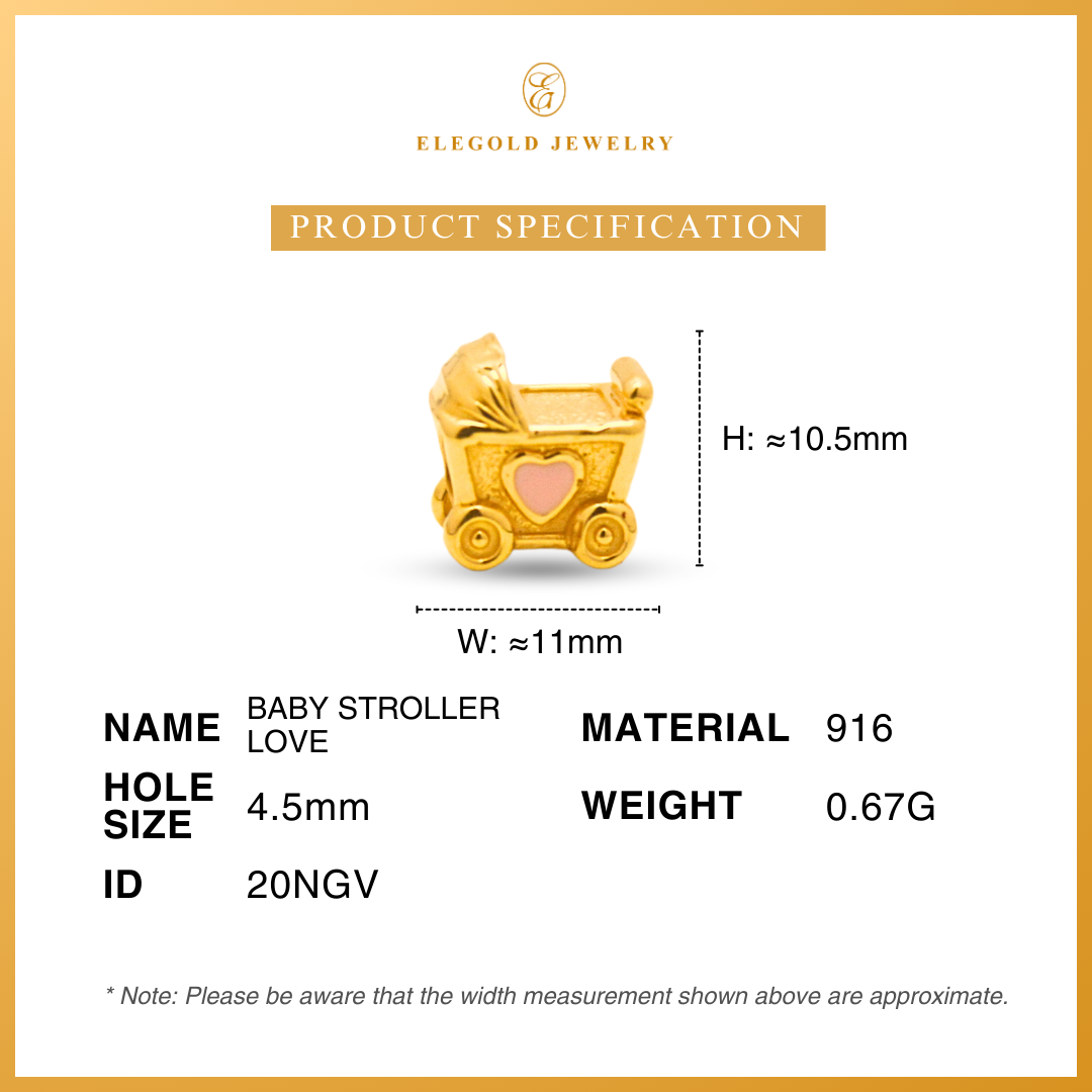 916 Baby Stroller Love Gold Loket Charm Pendant | Elegold - 20NGV