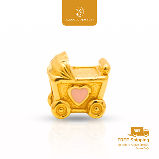 916 Baby Stroller Love Gold Loket Charm Pendant | Elegold - 20NGV