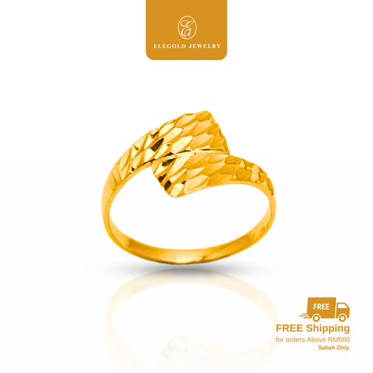 916 Gold Double Layer Diamond Cut | Kilat Cincin | Elegold