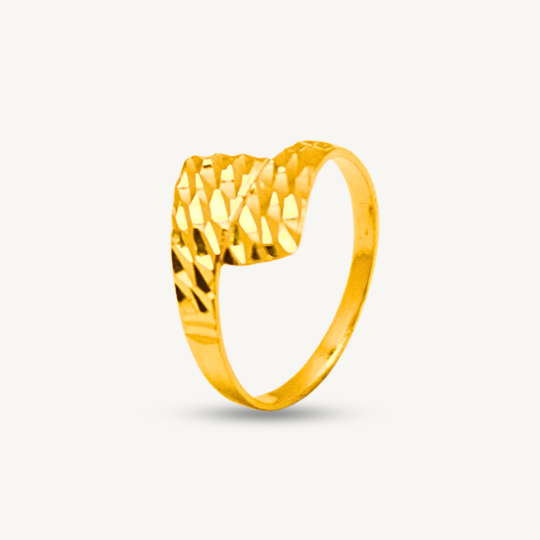 916 Gold Double Layer Diamond Cut | Kilat Cincin | Elegold