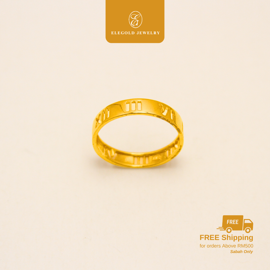 916 Gold Trendy Romanian Plain Ring | Cincin Fesyen Emas 916 | Elegold