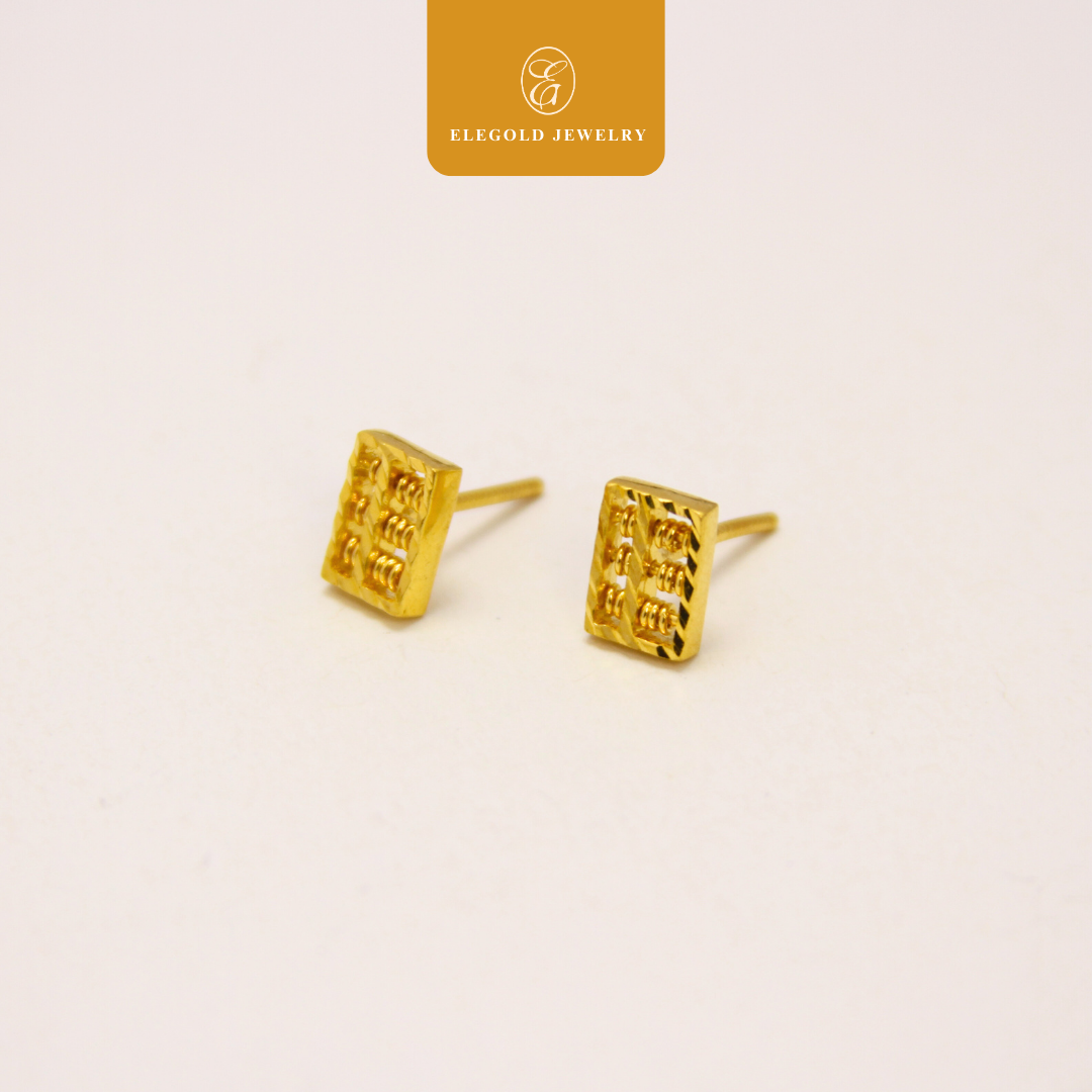 916 Gold Classic Abascus Earrings | Anting Klasik Abakus Emas 916 | Elegold