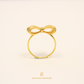 Fesyen Ribbon Gold Ring Simple Band + Stone