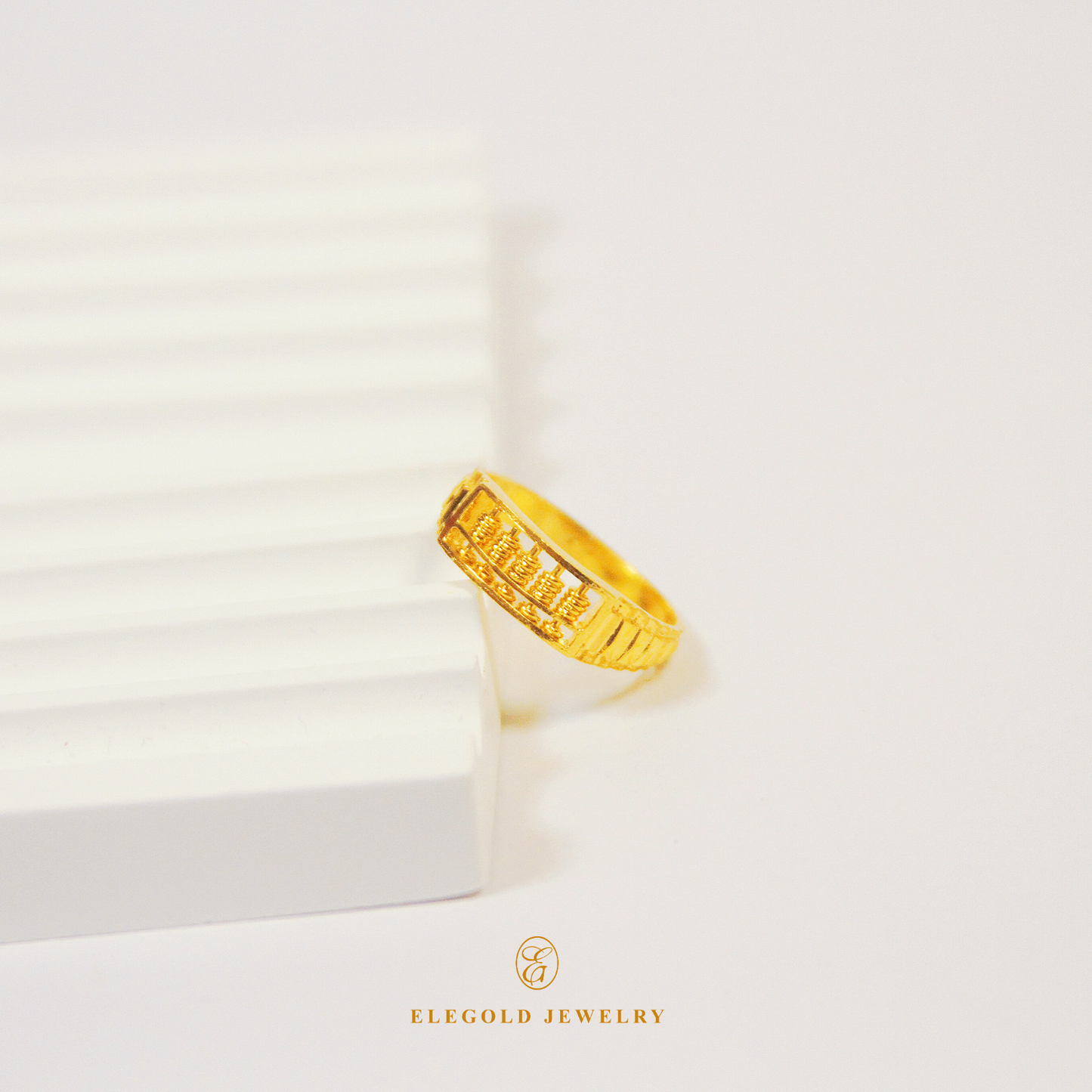 Elegold Flat Classic Abascus 916 Gold Ring