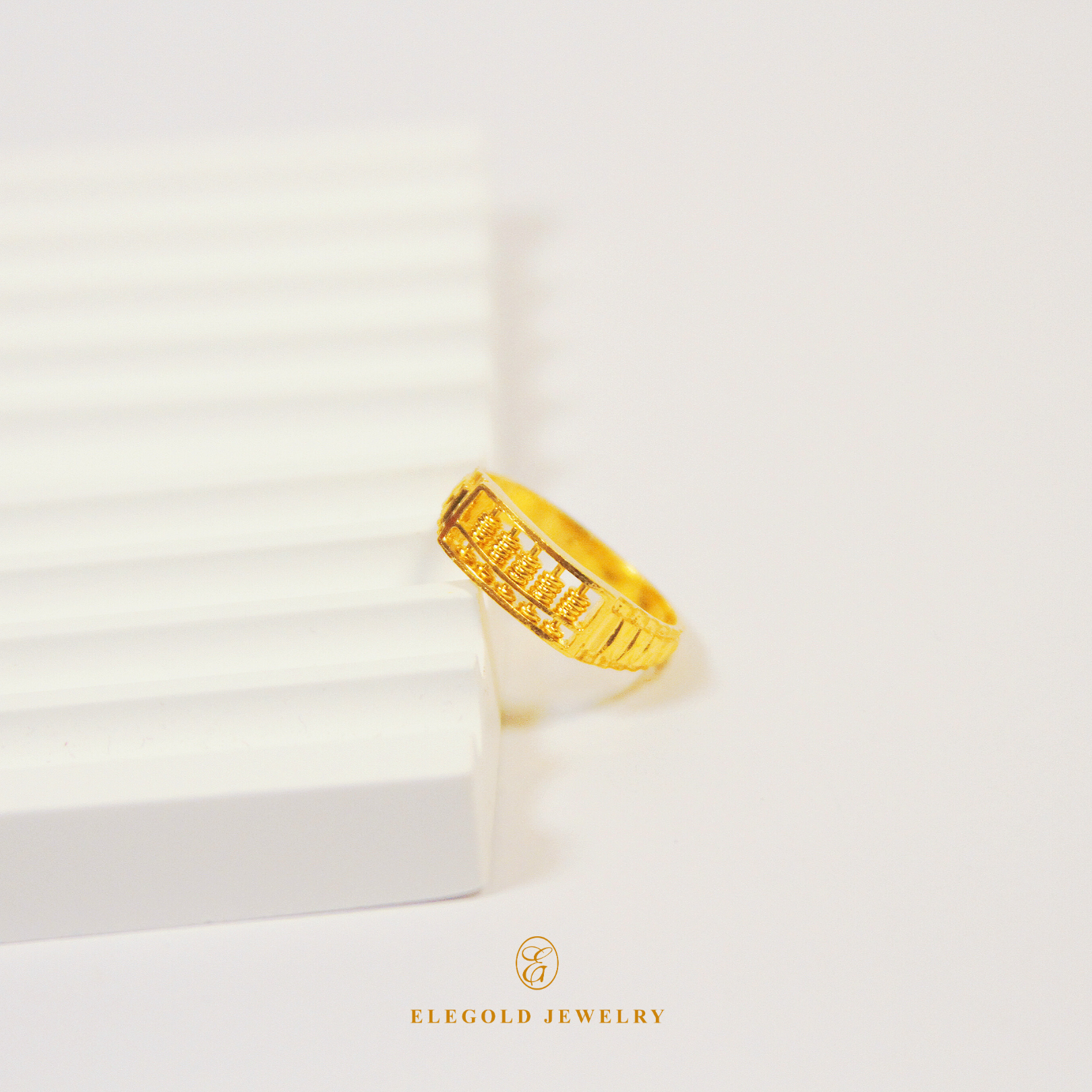 Elegold Flat Classic Abascus 916 Gold Ring