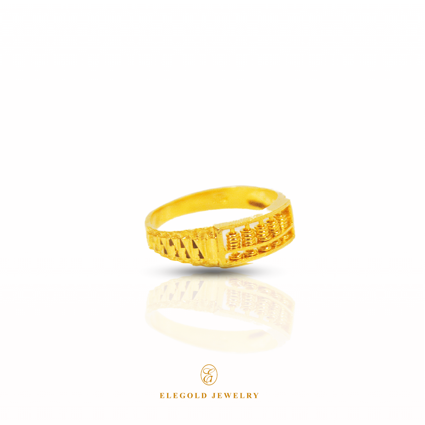 Elegold Flat Classic Abascus 916 Gold Ring