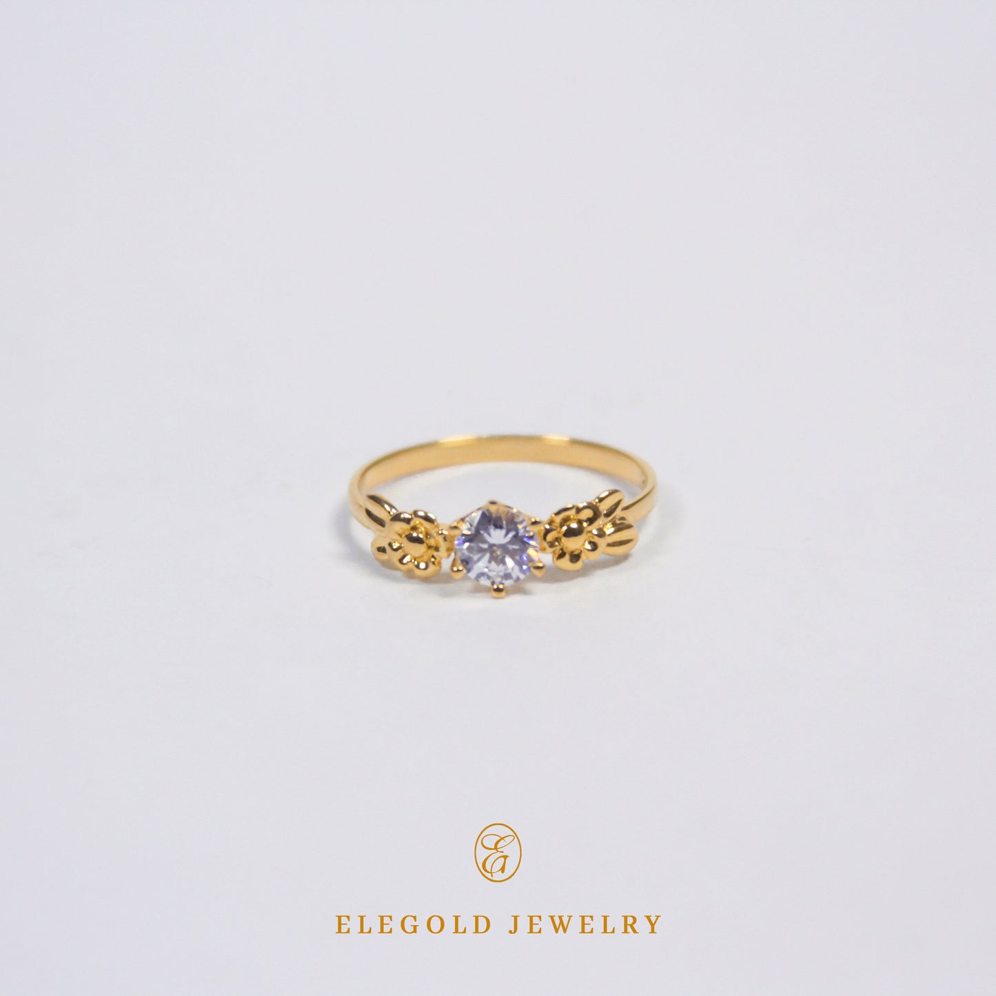 Elegold Fashion CZ Stone Gold Ring