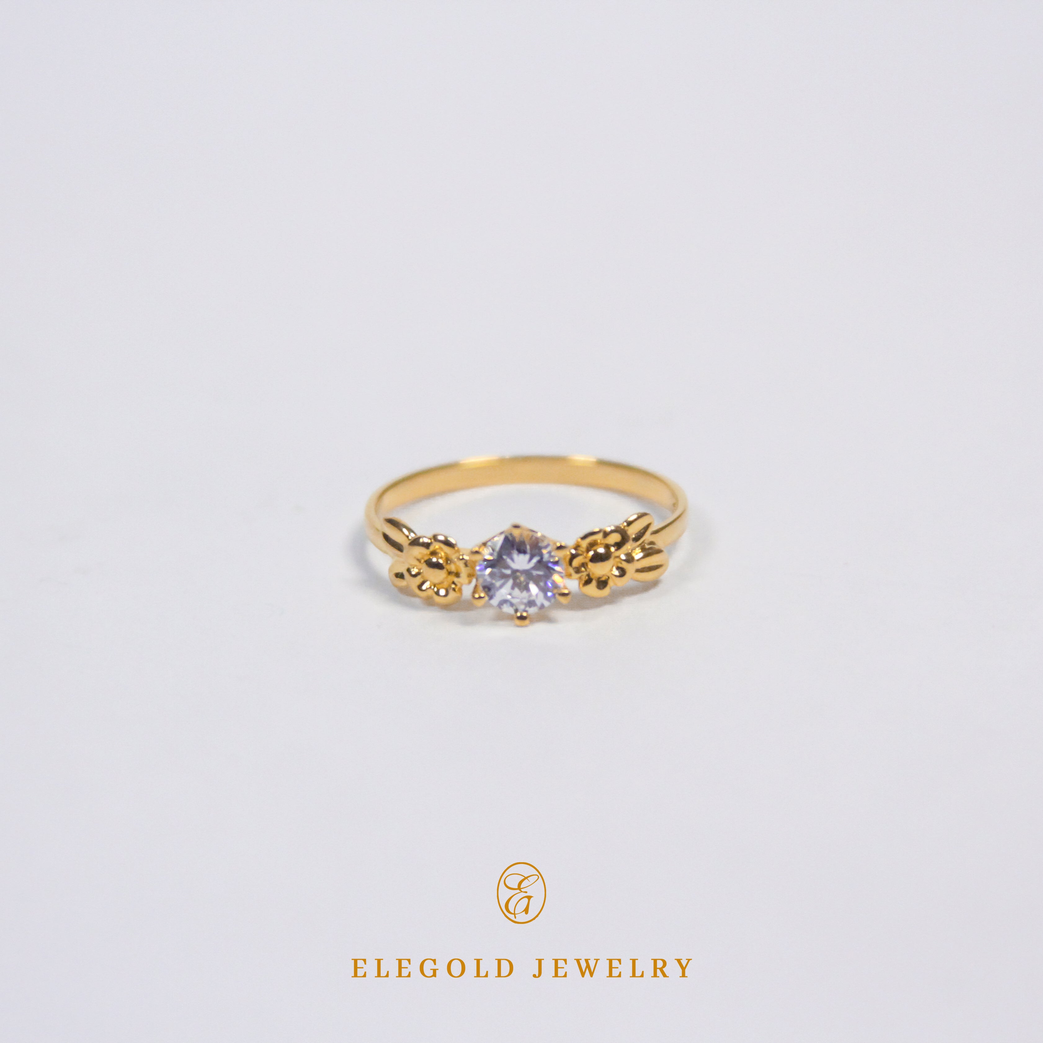 Elegold Fashion CZ Stone Gold Ring