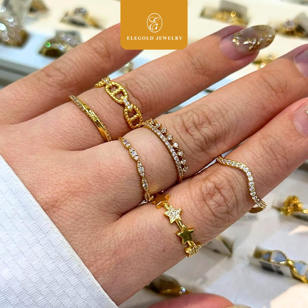 Minimalist Luxury CZ Stone Ring Gold Ring Elegold