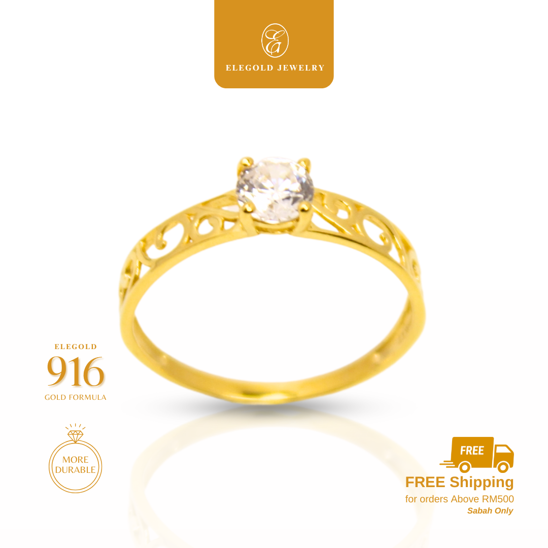 Solitaire CZ Stone Ring Gold Ring Elegold