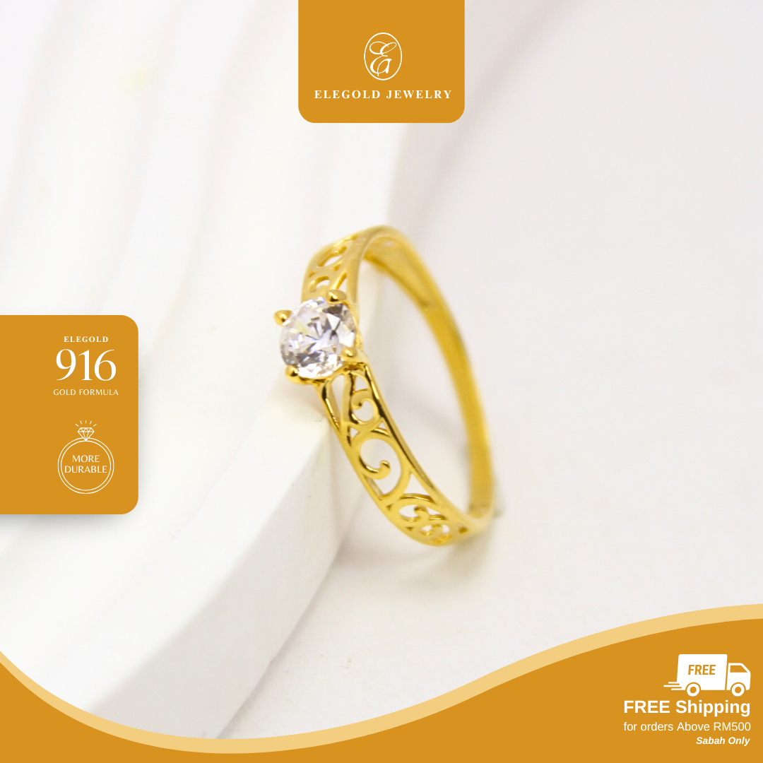 Solitaire CZ Stone Ring Gold Ring Elegold