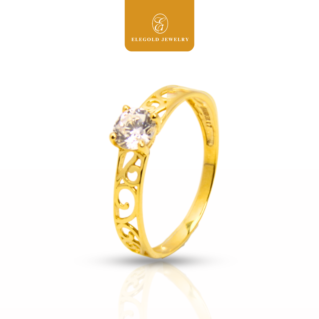 Solitaire CZ Stone Ring Gold Ring Elegold