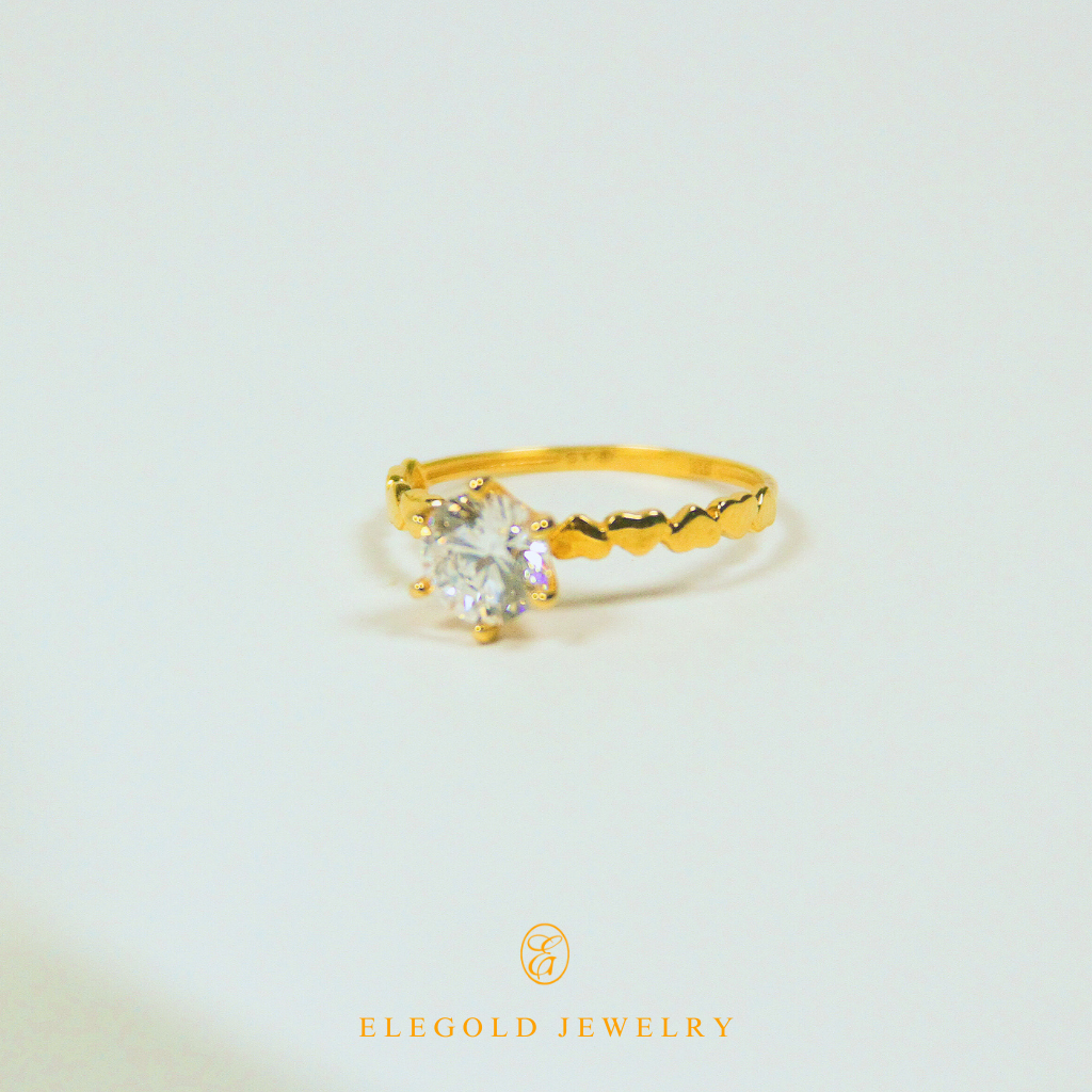 Elegold Heart Solitaire CZ Stone Gold Ring - 20PF7