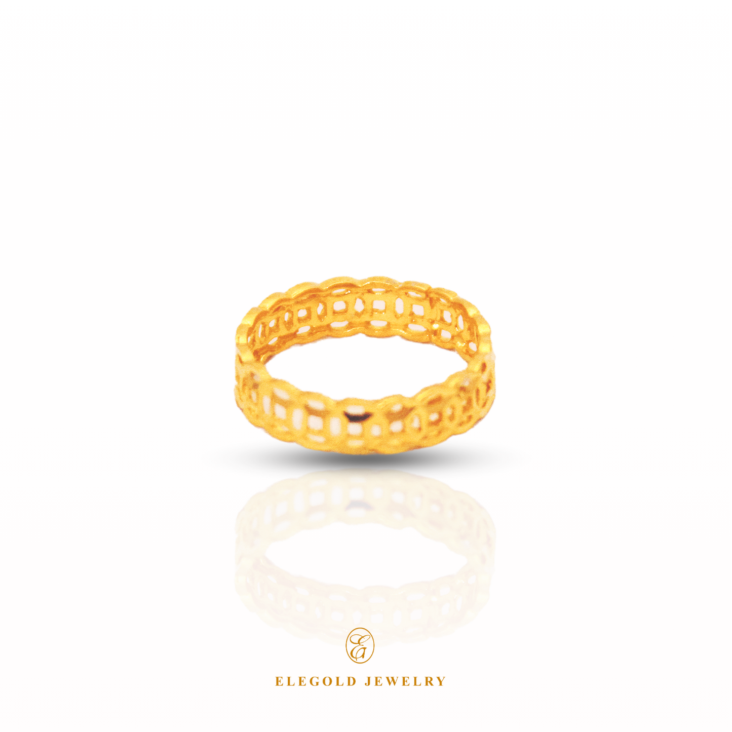 Elegold Prosperity Coin 916 Gold Ring