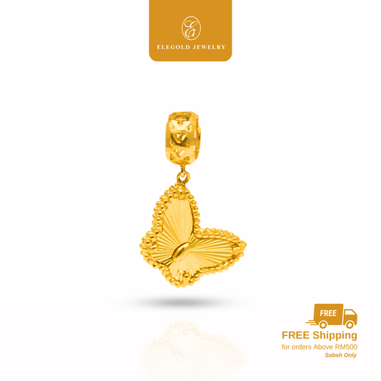 916 Butterfly Shiny Gold Loket Charm Pendant | Elegold - 20PNT