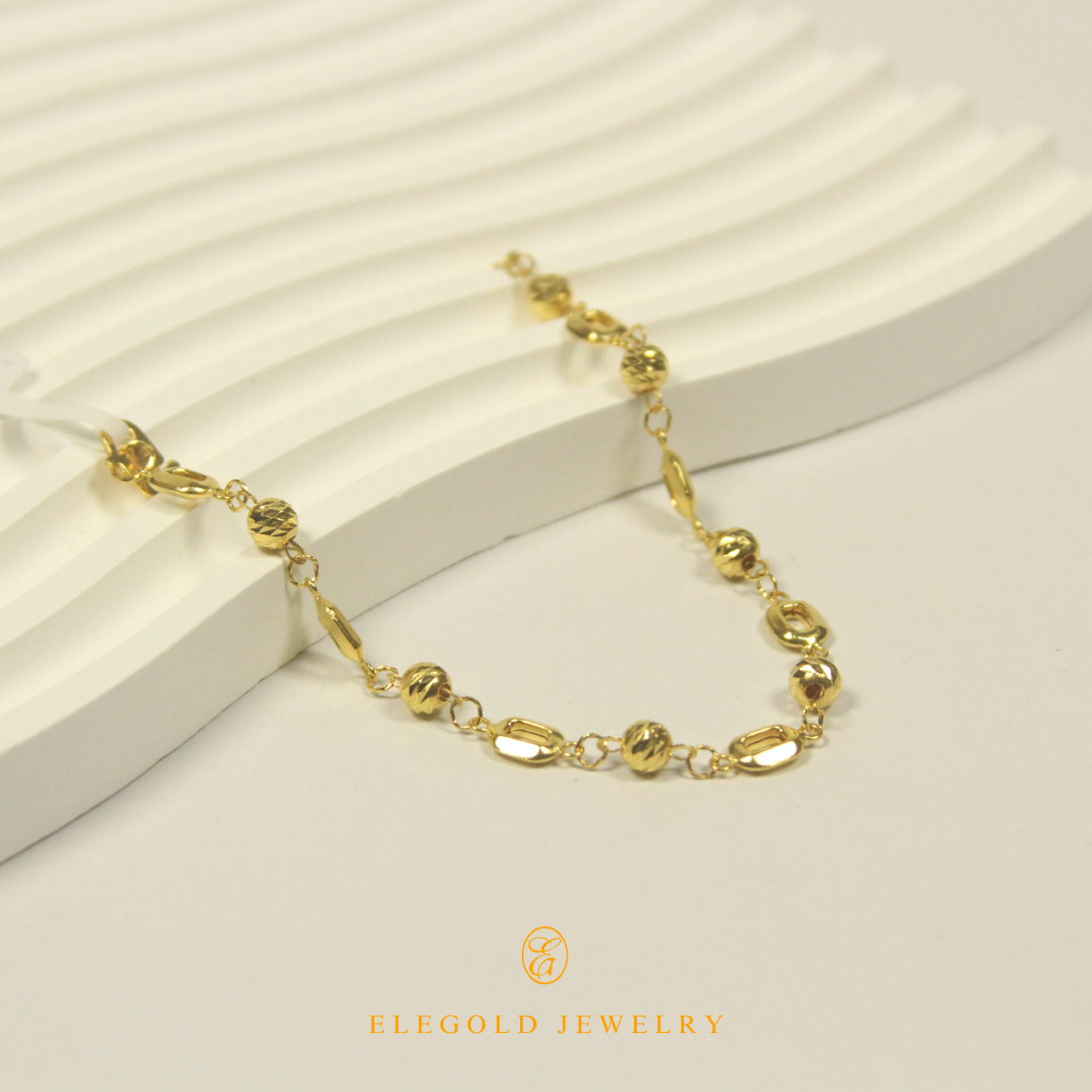 Elegold Beads Anchor Mix 916 Gold Bracelet