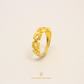 Block Linked Solid Grain Finish Gold Ring