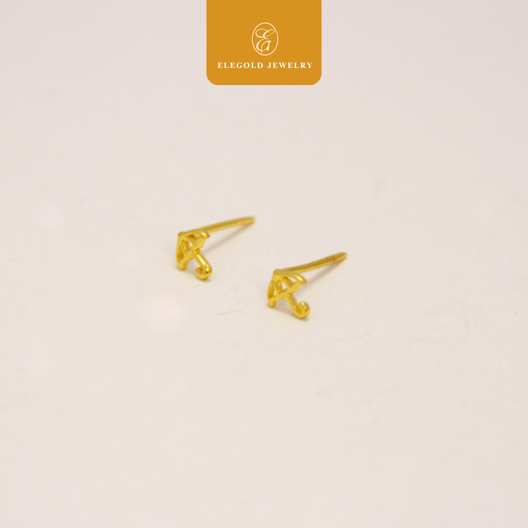 916 Gold Tiny Umbrella Simple Stud Earrings | Anting Simple Fesyen Payung Kecil Emas 916 | Elegold