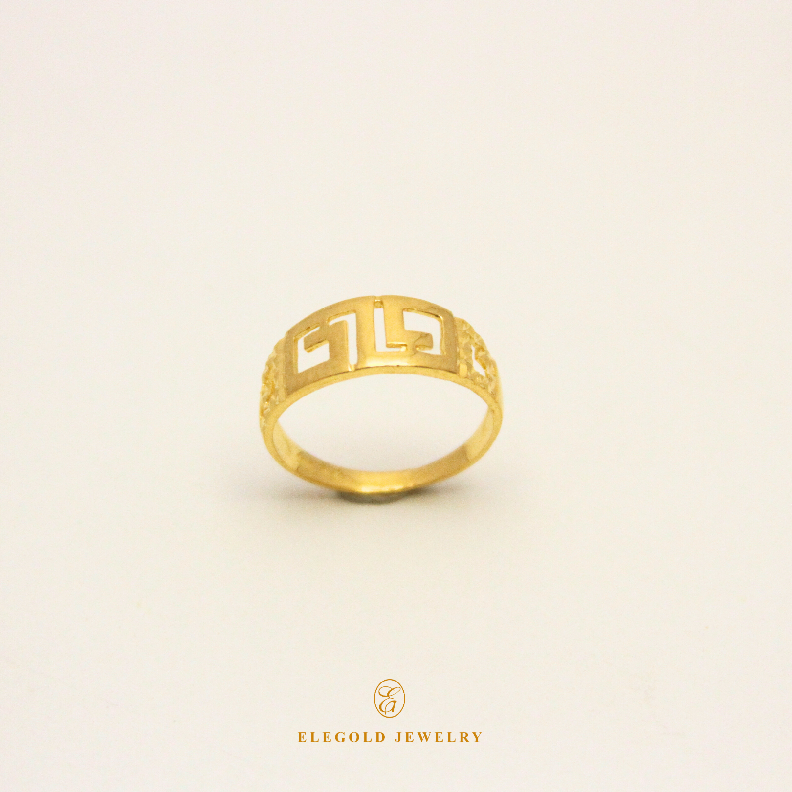 ELEGOLD Fashion Polish Greek 916 Gold Ring