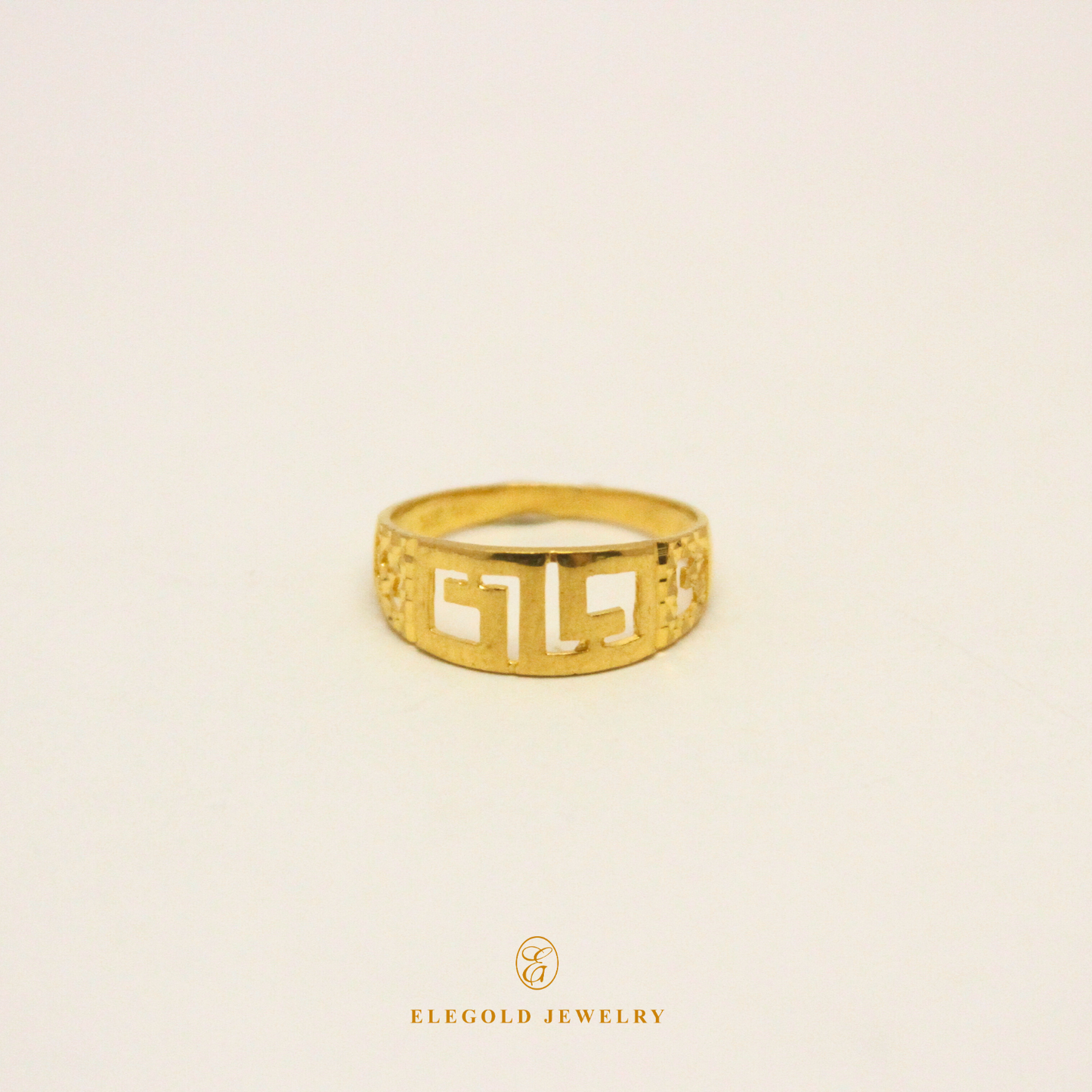 ELEGOLD Fashion Polish Greek 916 Gold Ring