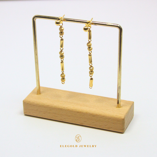 Hanging Tops Shiny Block Gold Earrings