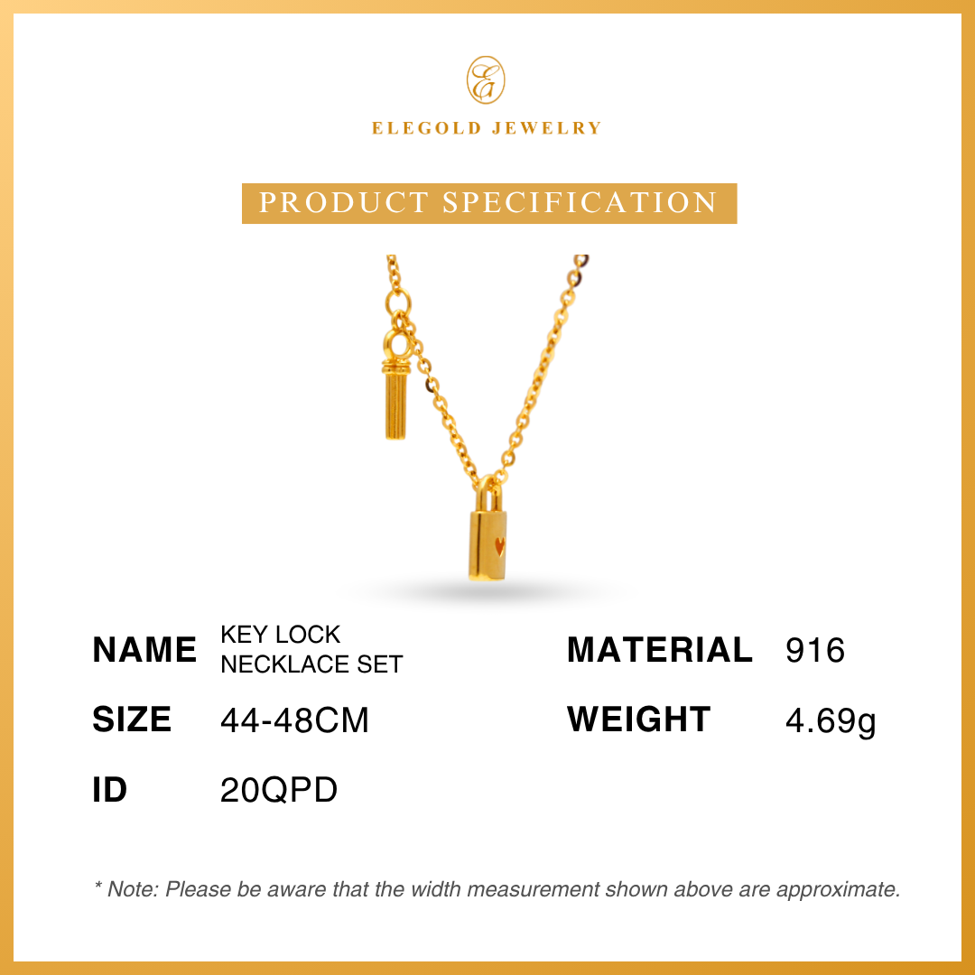 916G Key Lock Necklace Pendant Set Necklace Elegold - 20QPD