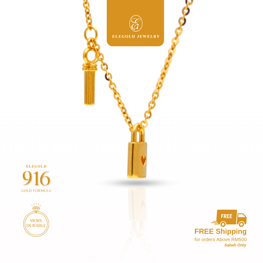 916G Key Lock Necklace Pendant Set Necklace Elegold - 20QPD