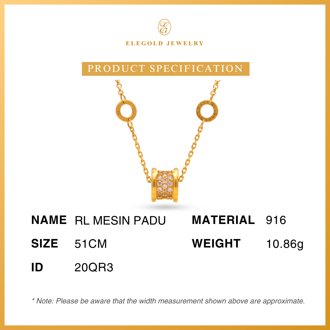 916G CZ Stone Roller Necklace Pendant Set Bracelet Elegold - 20QR3