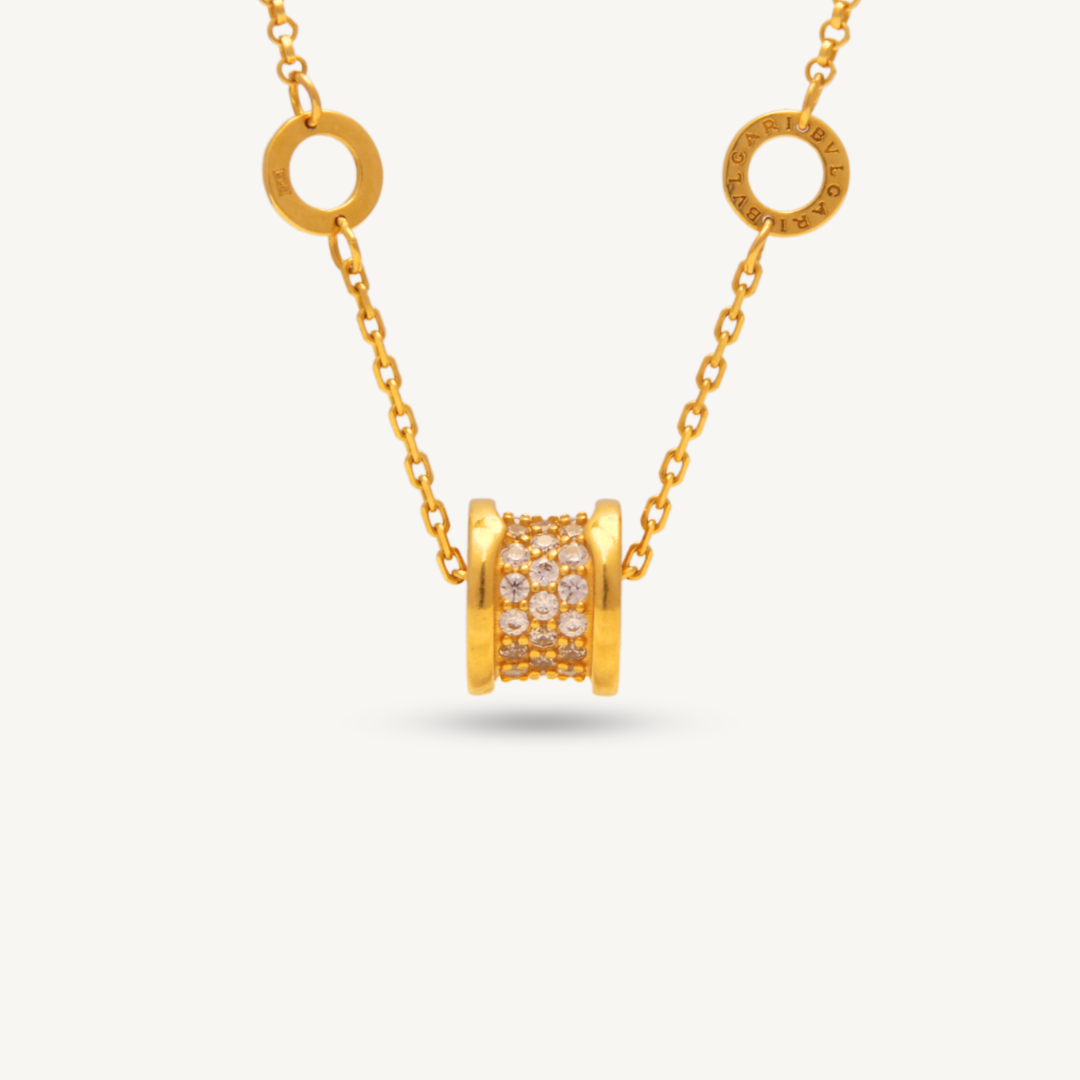 916G CZ Stone Roller Necklace Pendant Set Bracelet Elegold - 20QR3