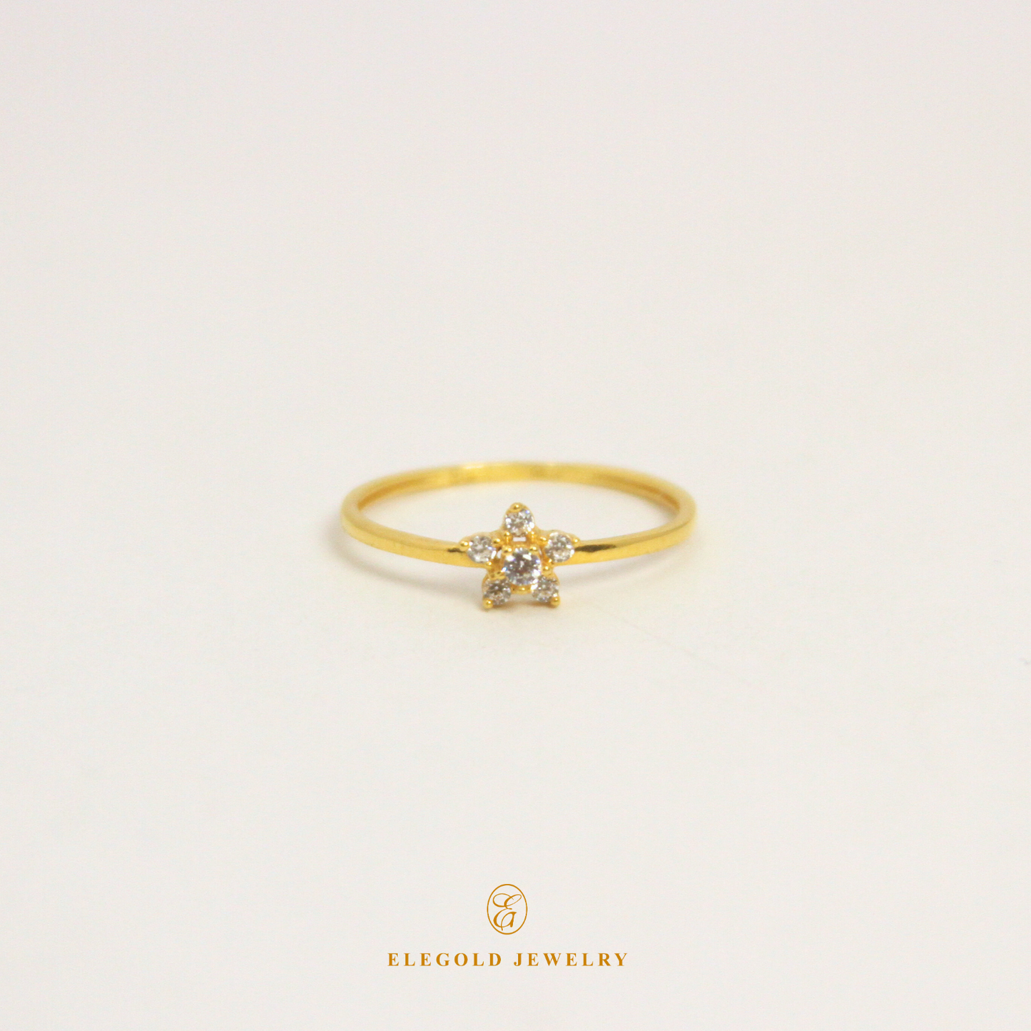 Flower Shaped CZ Stone Gold Ring