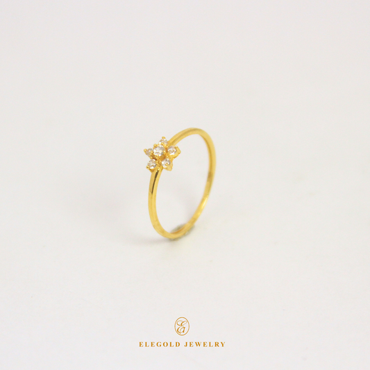 Flower Shaped CZ Stone Gold Ring