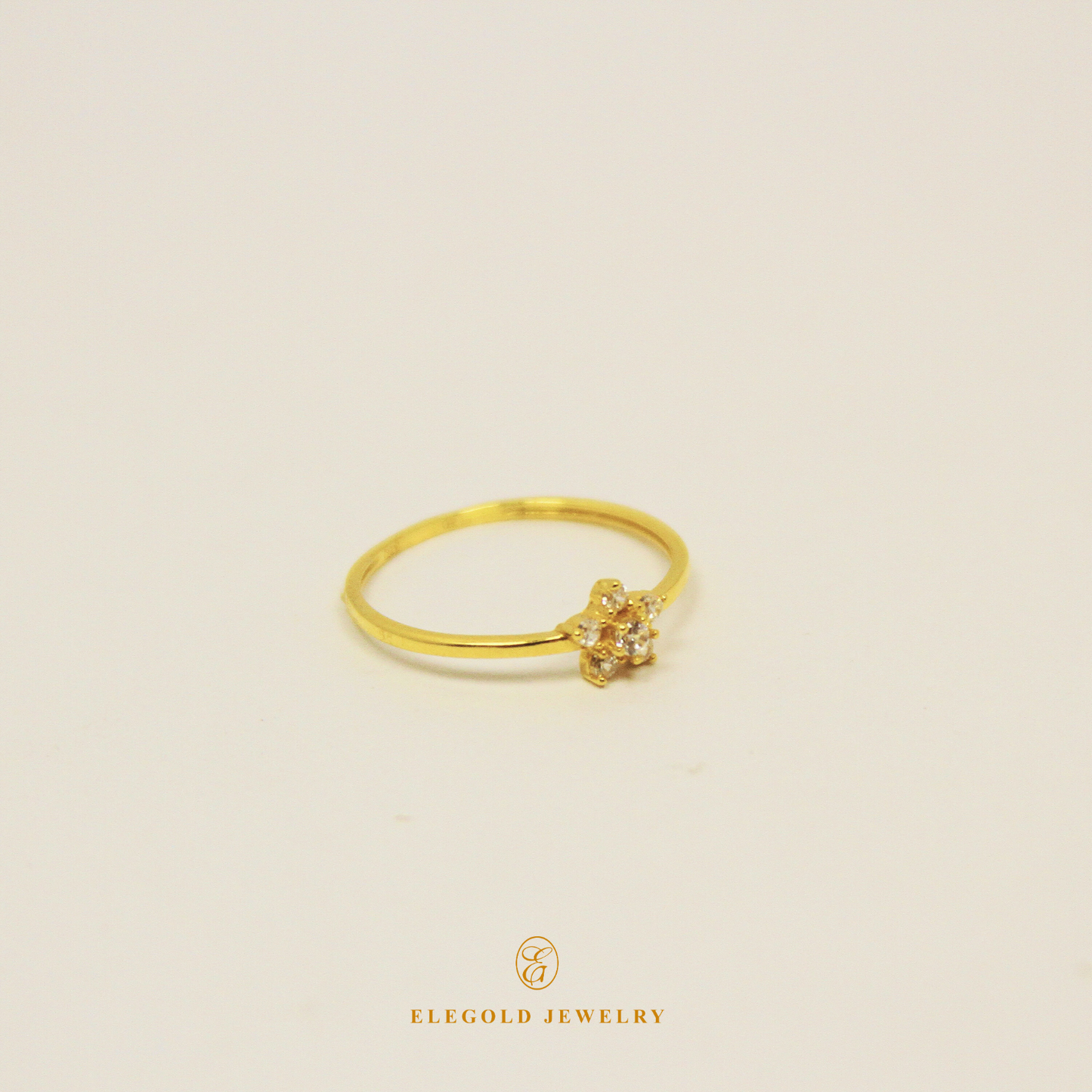 Flower Shaped CZ Stone Gold Ring