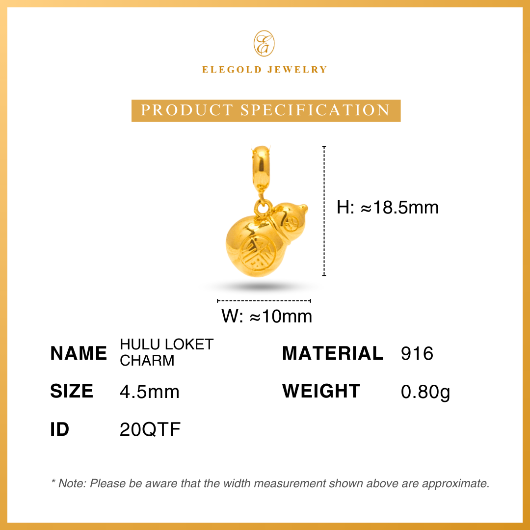 916 Hulu Loket Charm Pendant Bajet | Elegold - 20QTF