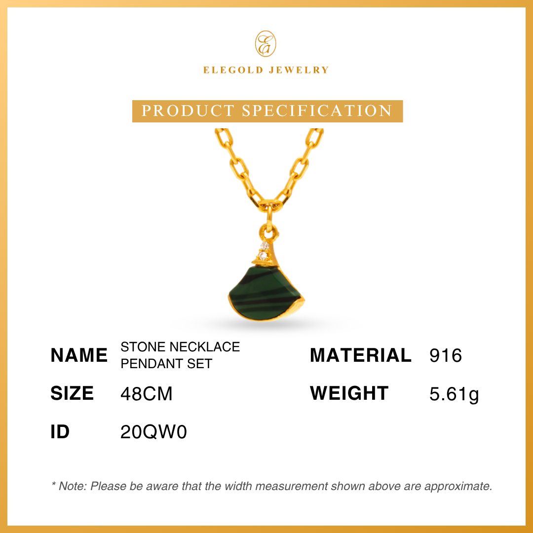 916G Green Fashion Stone Necklace Pendant Set Necklace Elegold - 20QW0