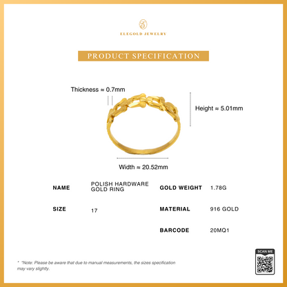 ELEGOLD Fesyen Hardware Gold Ring